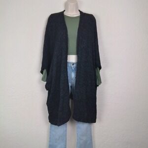 BCBGeneration Womens Blue Black Kimono Open 3/4 Sleeve Sweater One‎ Size